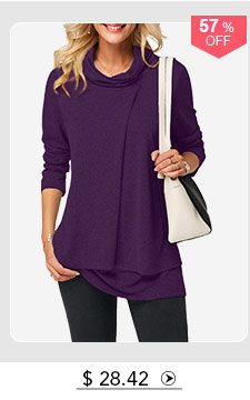 Long Sleeve Cowl Neck Layered T Shirt