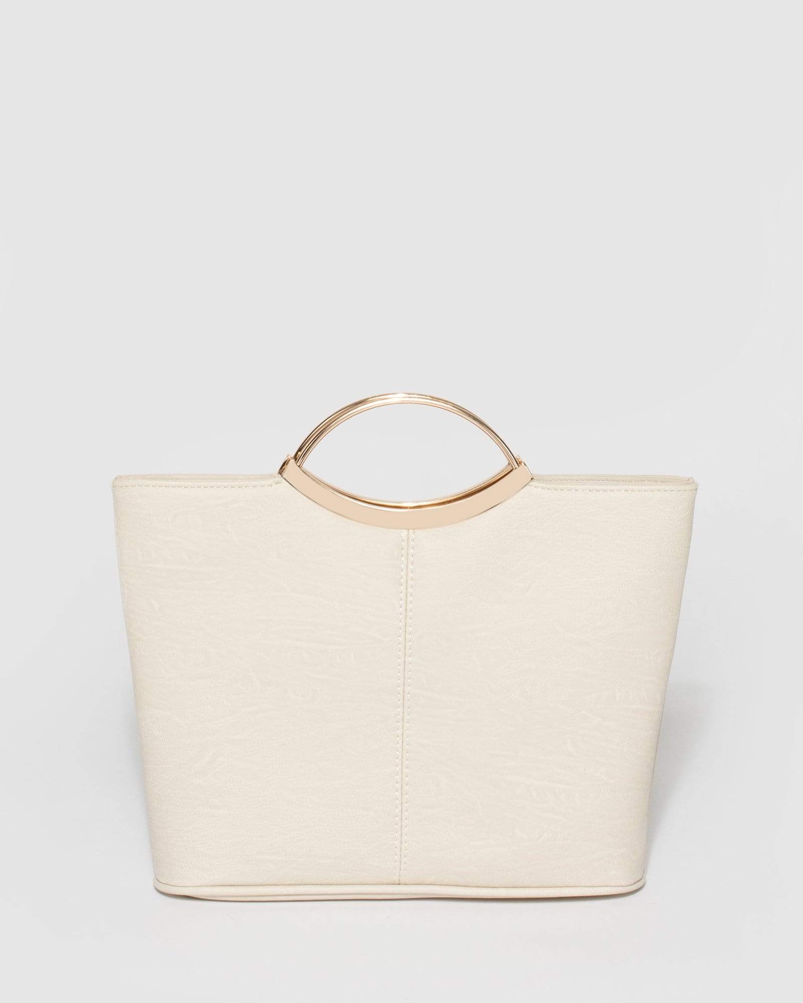 Image of Ivory Smooth Jessie Clutch Bag With Gold Hardware