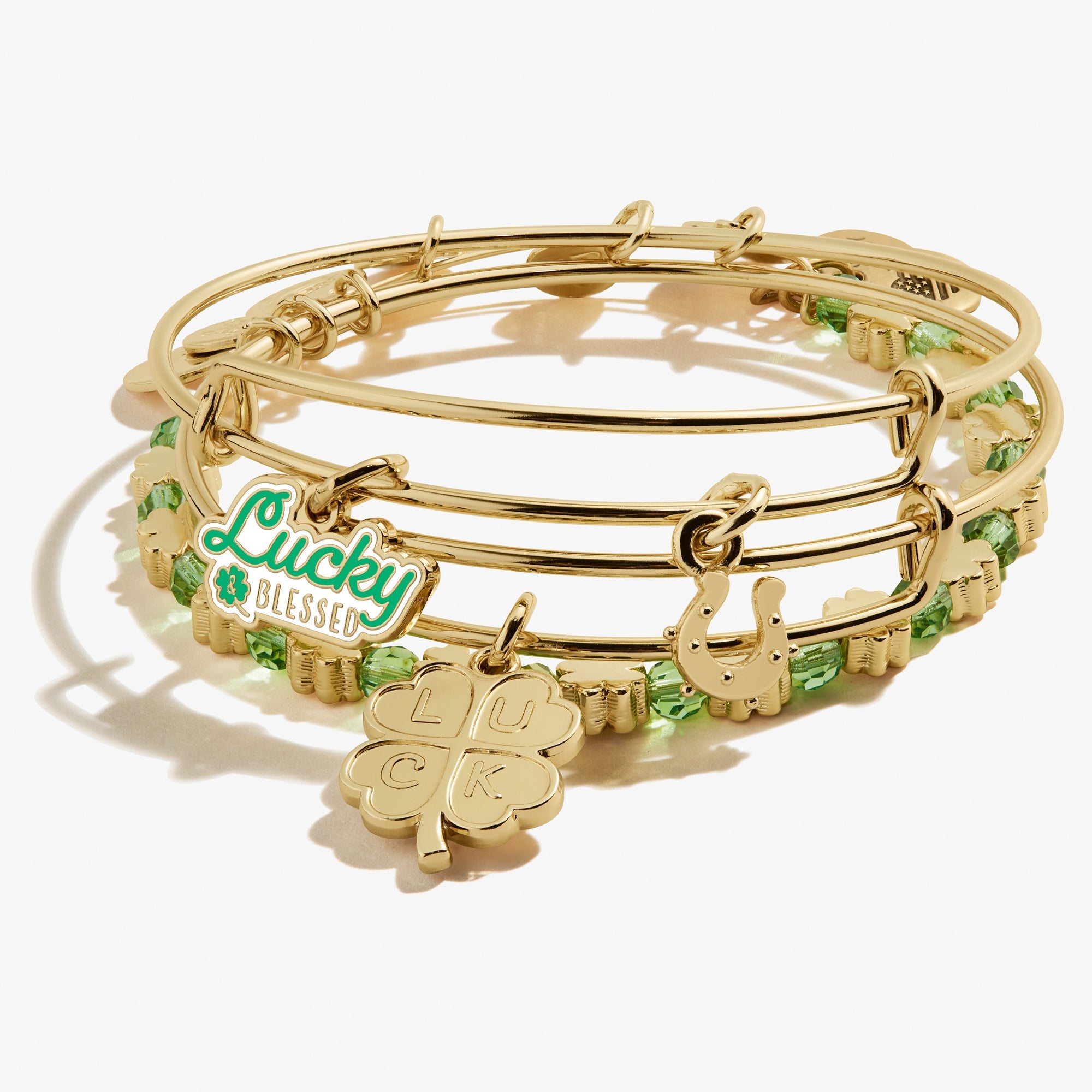 Lucky + Blessed Charm Bangles, Set of 3