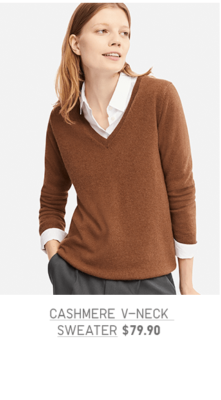 WOMEN CASHMERE V-NECK SWEATER $79.90