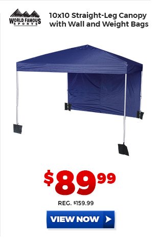 World Famous Sports 10x10 Straight-Leg Canopy with Wall and Weight Bags