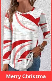 Red Lightweight Geometric Print Long Sleeve T Shirt