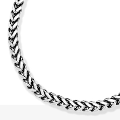 Solid Foxtail Chain Necklace Black Ion Plating Stainless Steel 24''