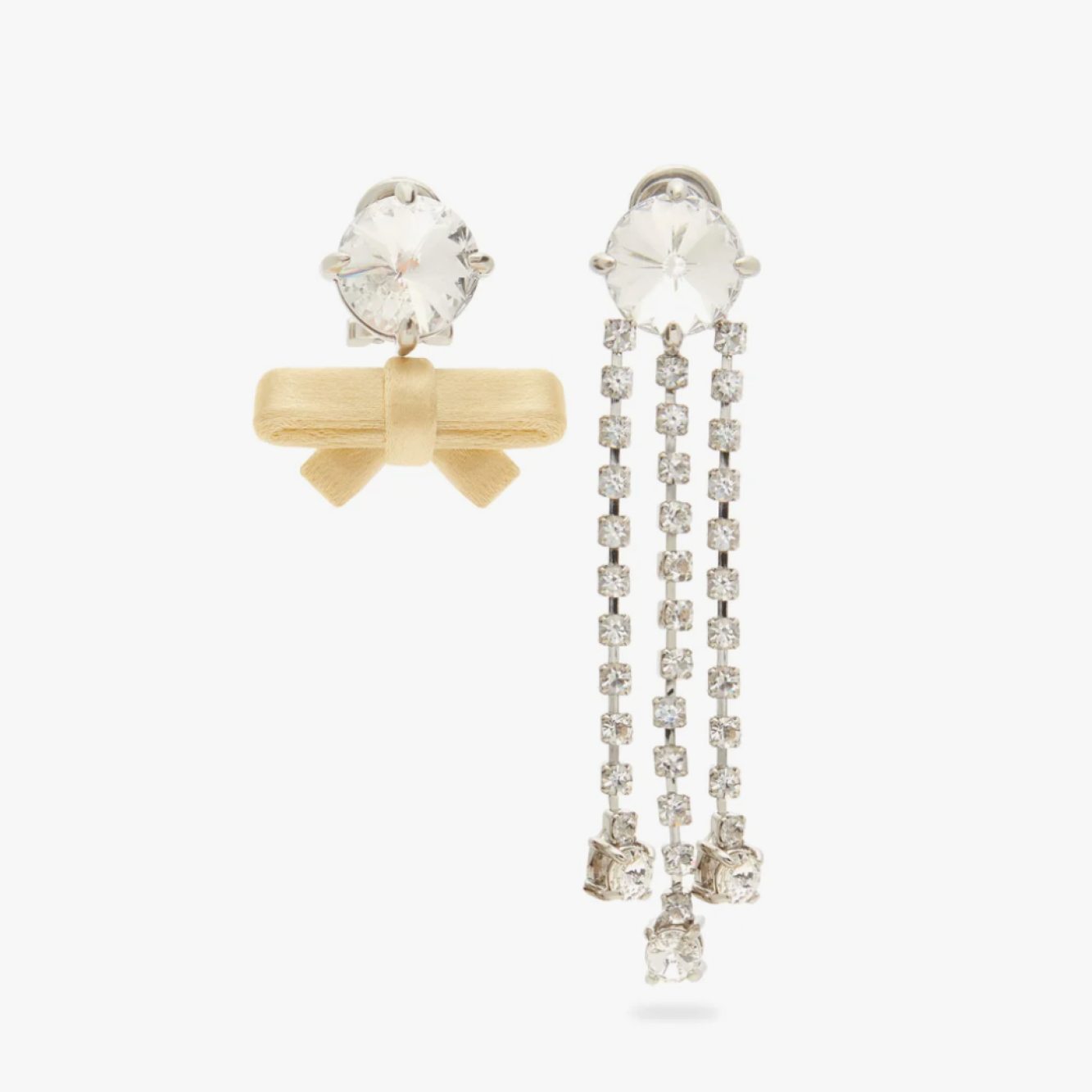 Miu Miu Mismatched Crystal and Bow Earrings