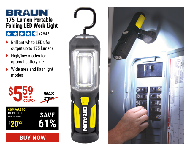 BRAUN 175 Lumen Portable Folding LED Work Light