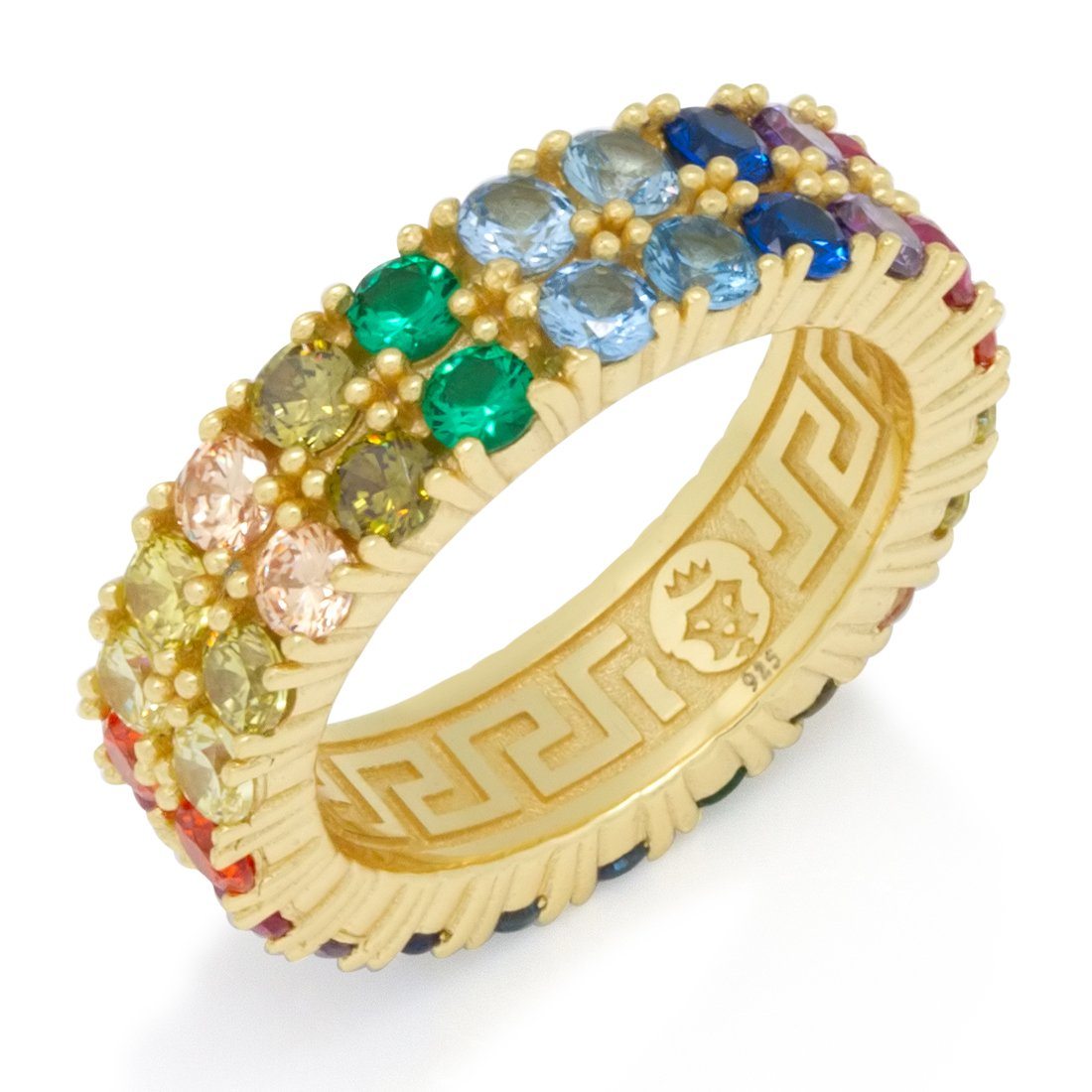The 14K Gold Round CZ Double Row Spectrum Ring