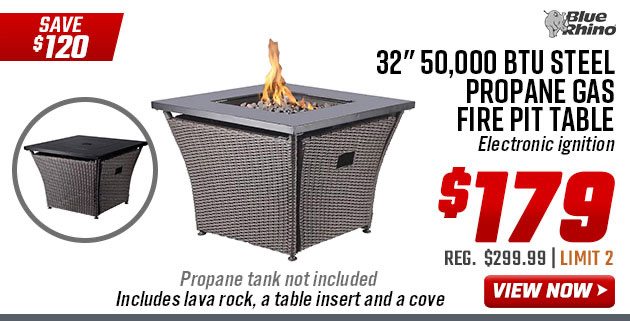 Blue Rhino 32'' 50 000 BTU Steel Propane Gas Fire Pit Table