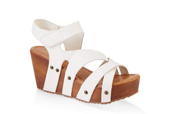 Asymmetrical Band Wooden Wedge Sandals