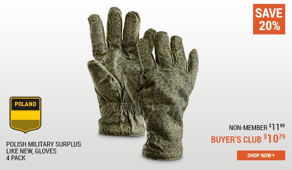 Polish Military Surplus Gloves, 4 pack, Like New