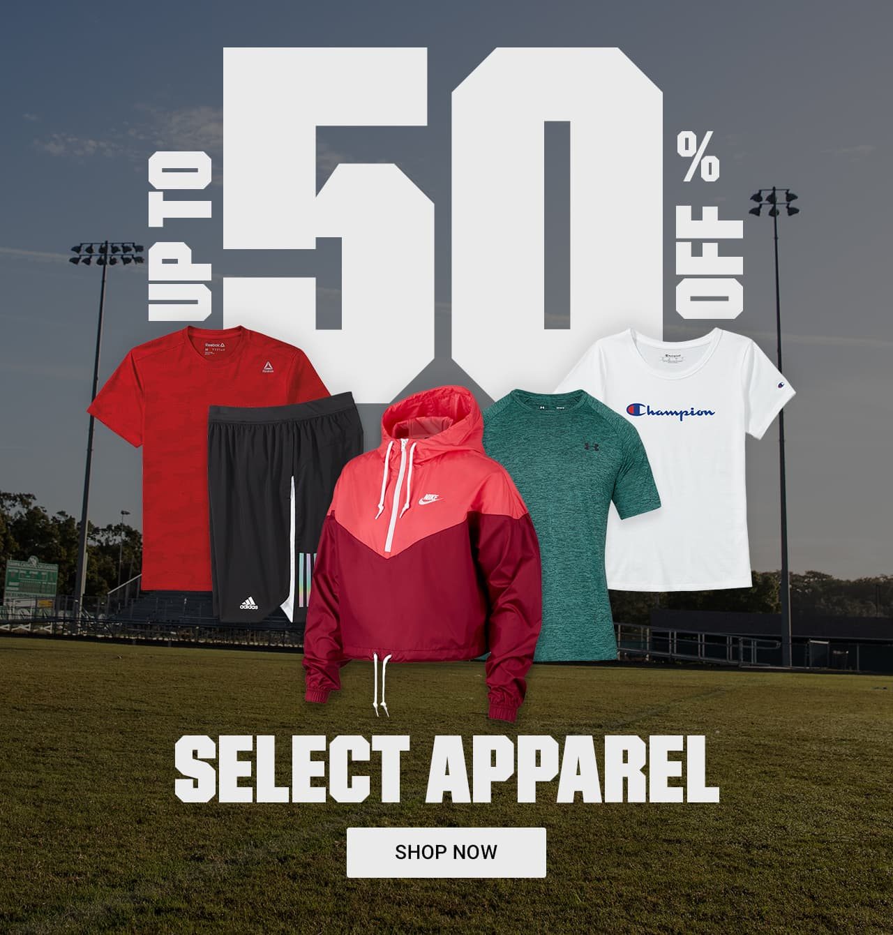 UP TO 50% OFF SELECT APPAREL | SHOP NOW