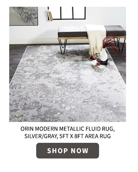 Orin Modern Metallic Fluid Rug, Silver/Gray, 5Ft X 8Ft Area Rug