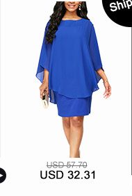 Overlay Round Neck Royal Blue Dress