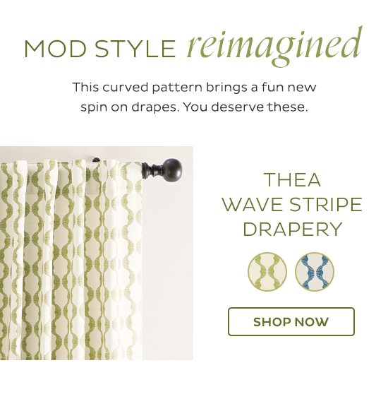 Mod Style Reimagined - This curved pattern brings a fun new spin on drapes. You deserve these. - Thea Wave Stripe Drapery - Shop Now