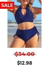 ROTITA Plus Size Navy Tie Bikini Top