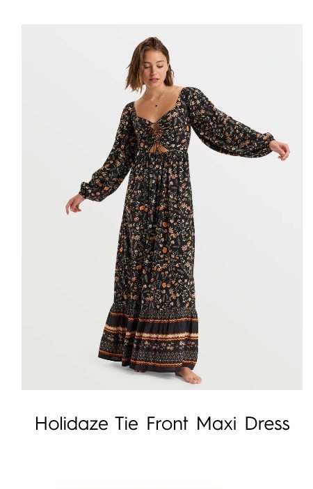 Holidaze Tie Front Maxi Dress