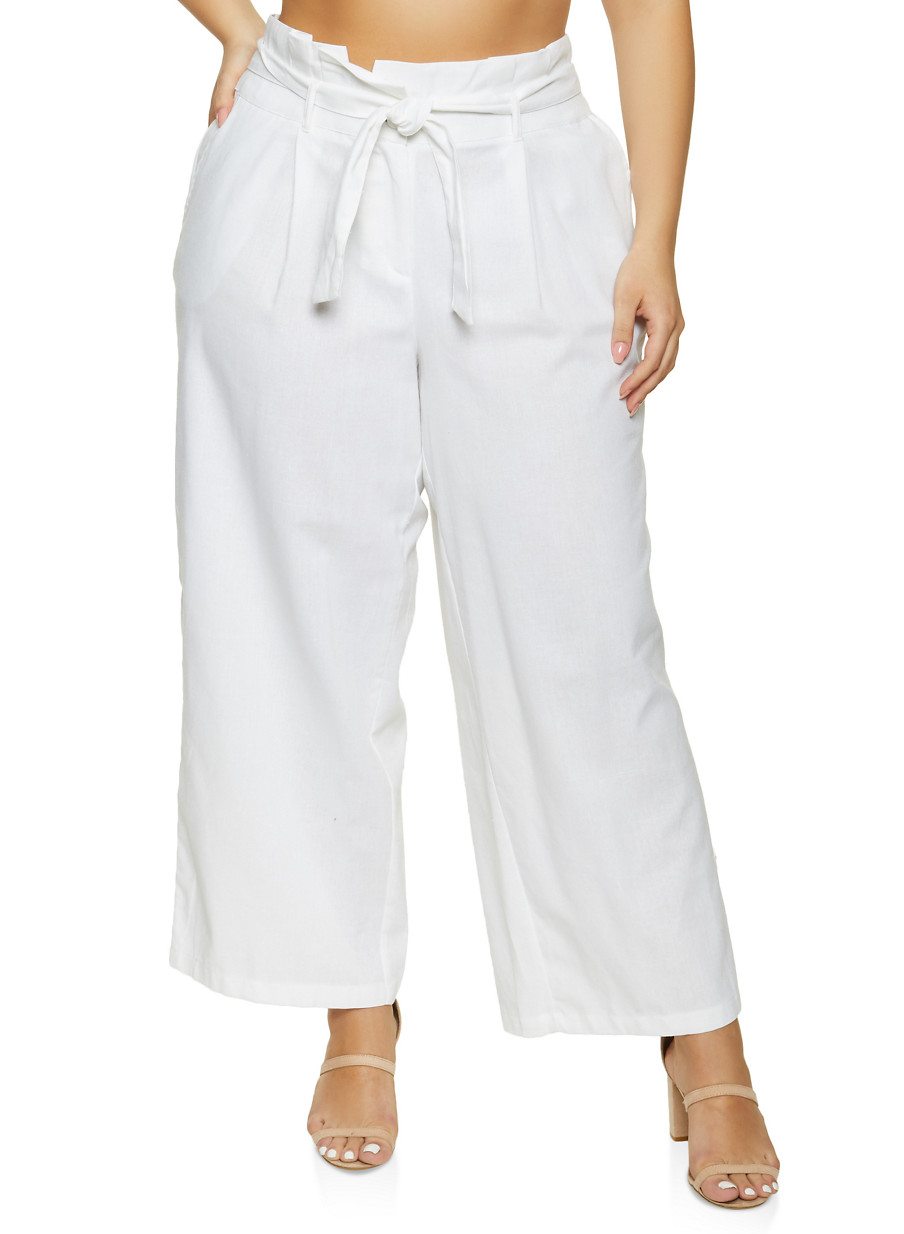 Plus Size Wide Leg Linen Pants