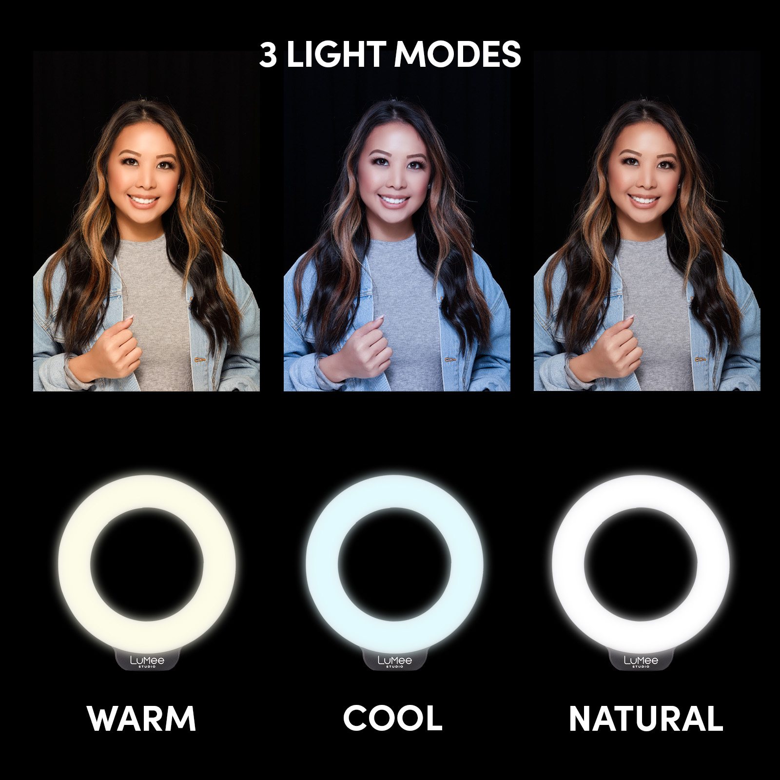 3 Light Modes: Warm, Cool, Natural