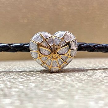 Spider-Heart Silver and Gold Bead