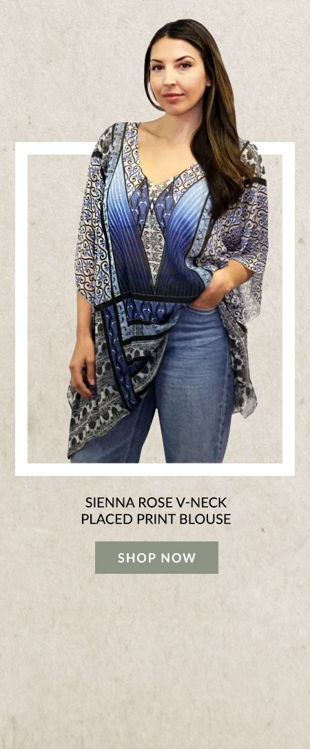Sienna Rose V-Neck Placed Print Blouse 