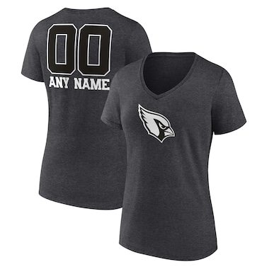 Women's Charcoal Arizona Cardinals Monochrome Personalized Name & Number V-Neck T-Shirt