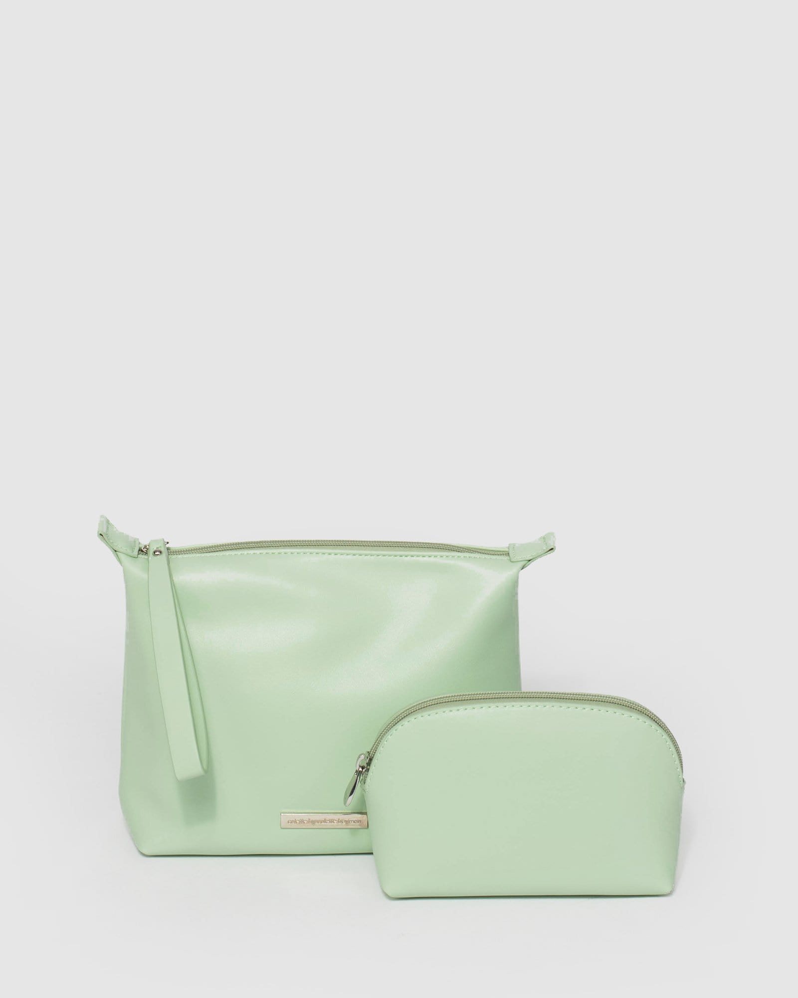 Image of Green Double Pouch Cosmetic Case