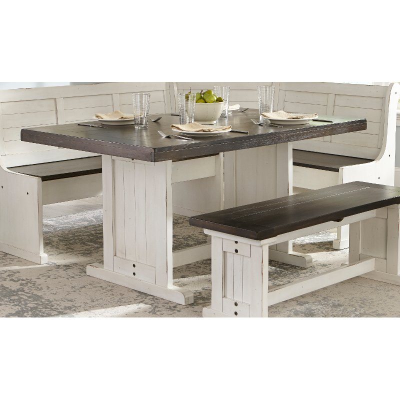 Bourbon County French County White Two-Tone Trestle Dining Table