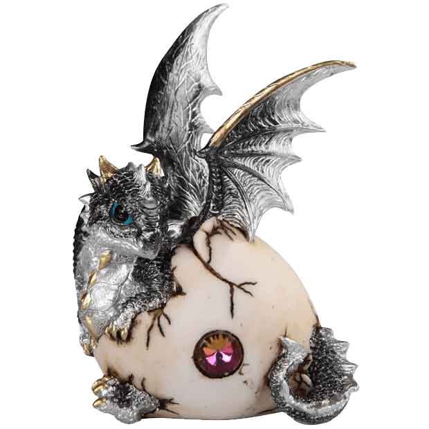 Image of Silver Dragon Hatchling with Jeweled Egg