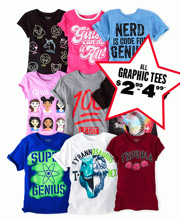 All Graphic Tees $2.99 to $4.99