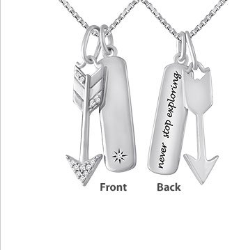 Never Stop Exploring Diamond Arrow Necklace Sterling Silver