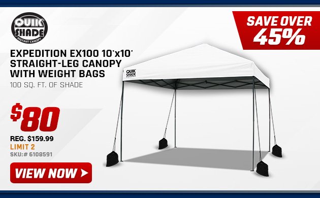 QuikShade Expedition EX100 10'x10' Straight-Leg Canopy with Weight Bags