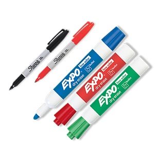 As low as $3.49 for select Expo® dry-erase and Sharpie® permanent markers.