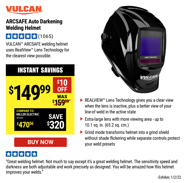 Vulcan: ARCSAFE Auto Darkening Welding Helmet