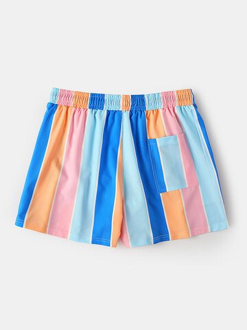 Colorful Stripe Beach Board Shorts