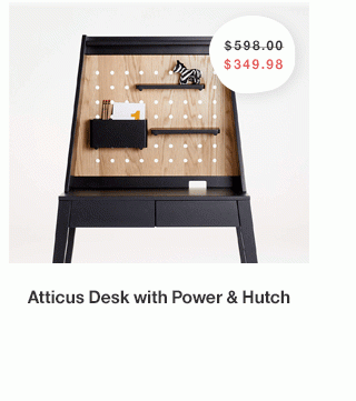 Atticus Desk with Power & Hutch