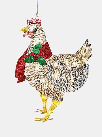 1 PC PVC Christmas Light-UP Scarf Chicken Decoration On Christmas Tree Hanging Ornament