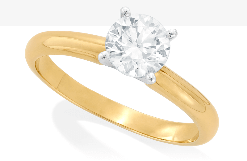 Diamond Solitaire Ring 1 carat Round-cut 14K Yellow Gold (J/I2)