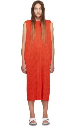 Pleats Please Issey Miyake - SSENSE Exclusive Red Pleated Tank Dress