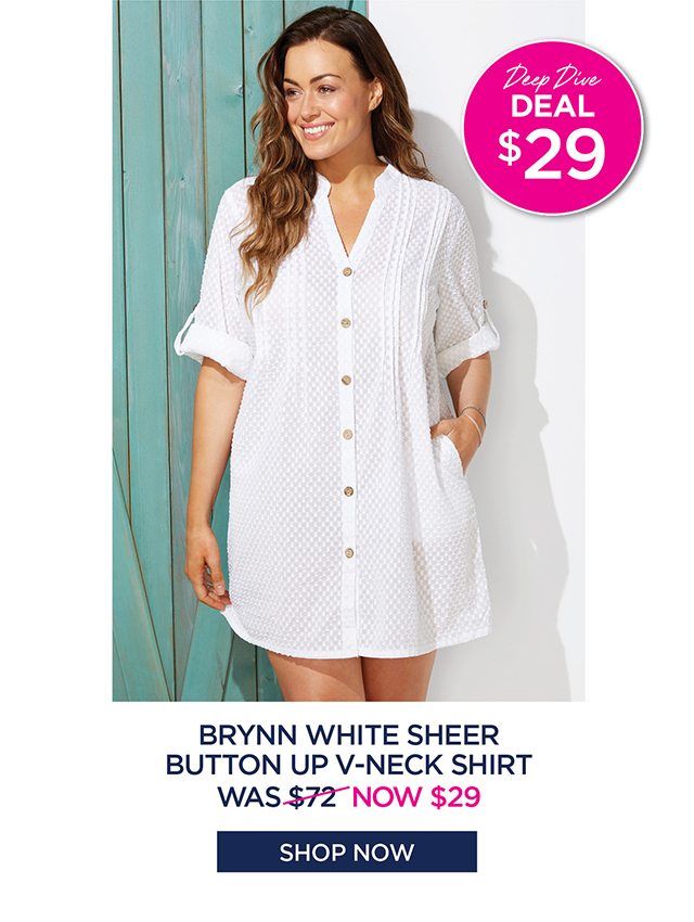 Bryn white sheer button up v-neck shirt