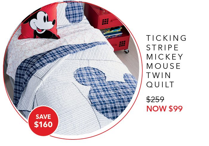 Shop the Ticking Stripe Mickey Twin Quilt >