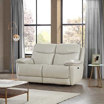 Messina Leather Power Reclining Loveseat with Power Headrests