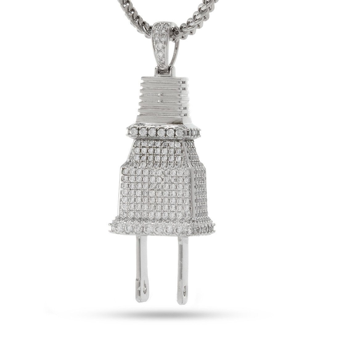 Image of The White Gold CZ Plug Necklace