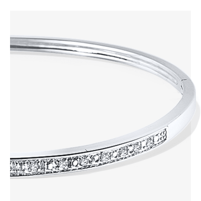 Diamond Bangle Bracelet 1/10 ct tw Round-cut Sterling Silver