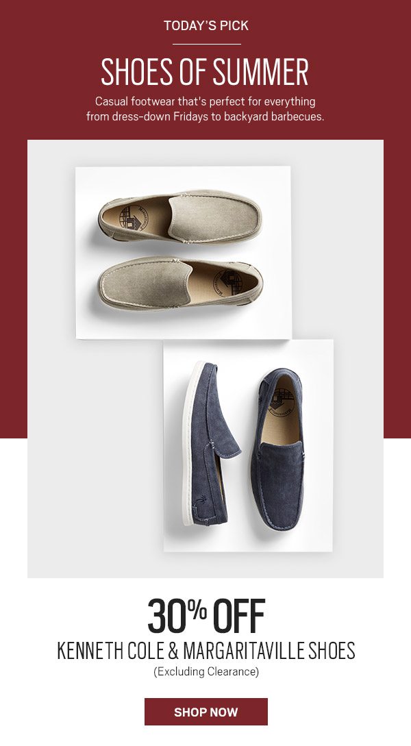 TODAY'S PICK | 30% Off Kenneth Cole and Margaritaville Shoes - SHOP NOW