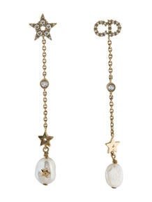 Pearl & Crystal Shiny-D Drop Earrings