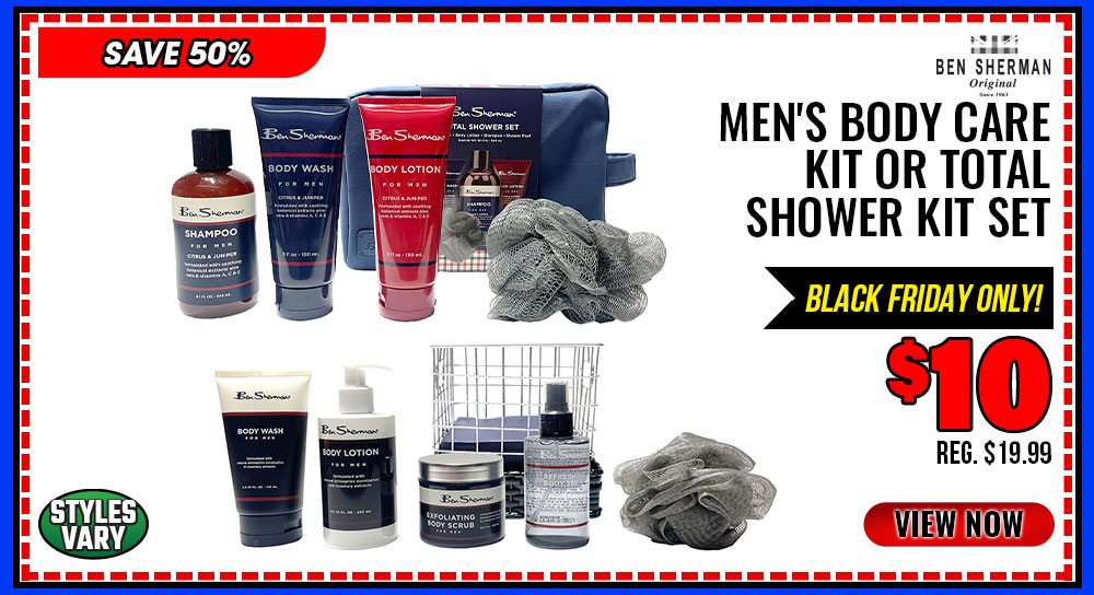 Ben Sherman Men's Body Care Kit or Total Shower Kit Set