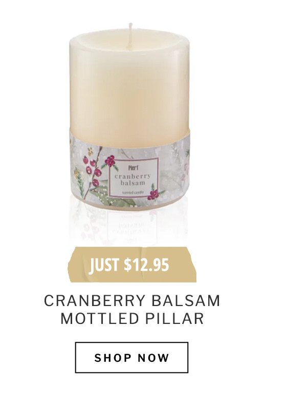 Pier 1 Cranberry Balsam 3x4 Mottled Pillar Candle | SHOP NOW
