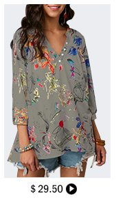 Three Quarter Sleeve Split Neck Blouse