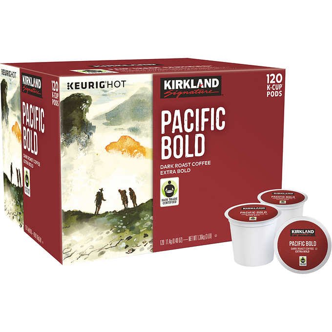 Kirkland Signature Pacific Bold Coffee, Dark, 120 K-Cup Pods