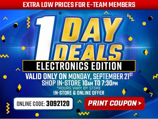 One Day Deals - Monday, September 21, 2020