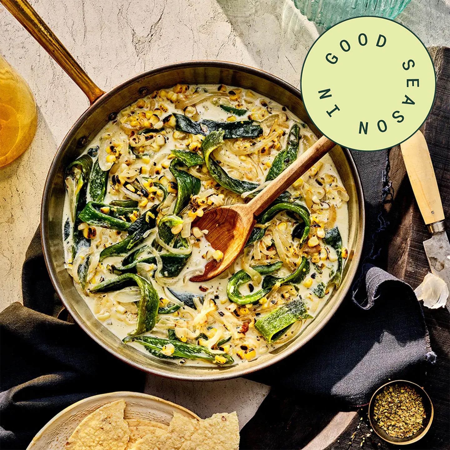 Creamy Poblano Rajas with Corn